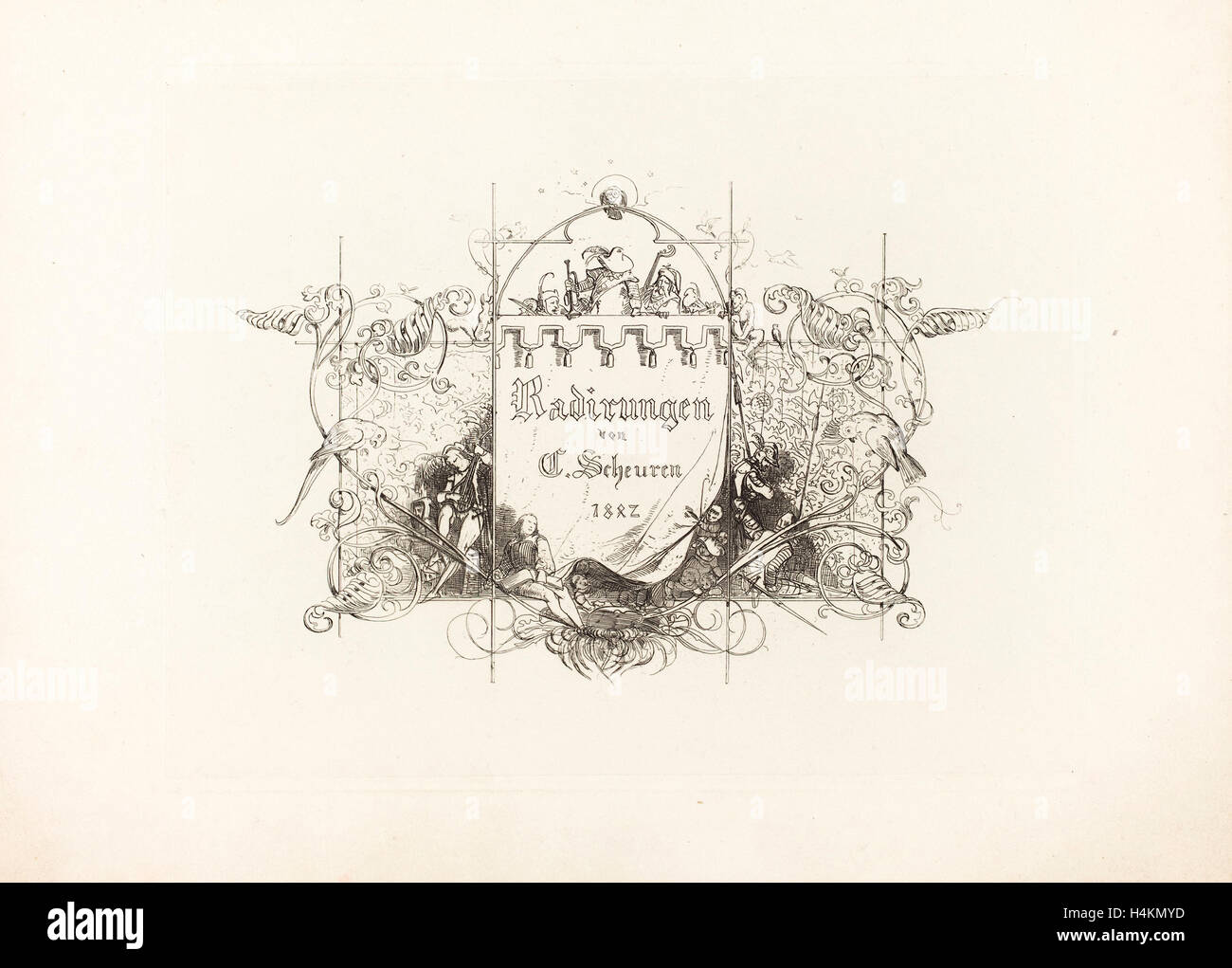 Caspar Johann Nepomuk Scheuren (tedesco, 1810 - 1887), Radirungen, 1842-1846, set completo della pagina del titolo e 25 acqueforti Foto Stock