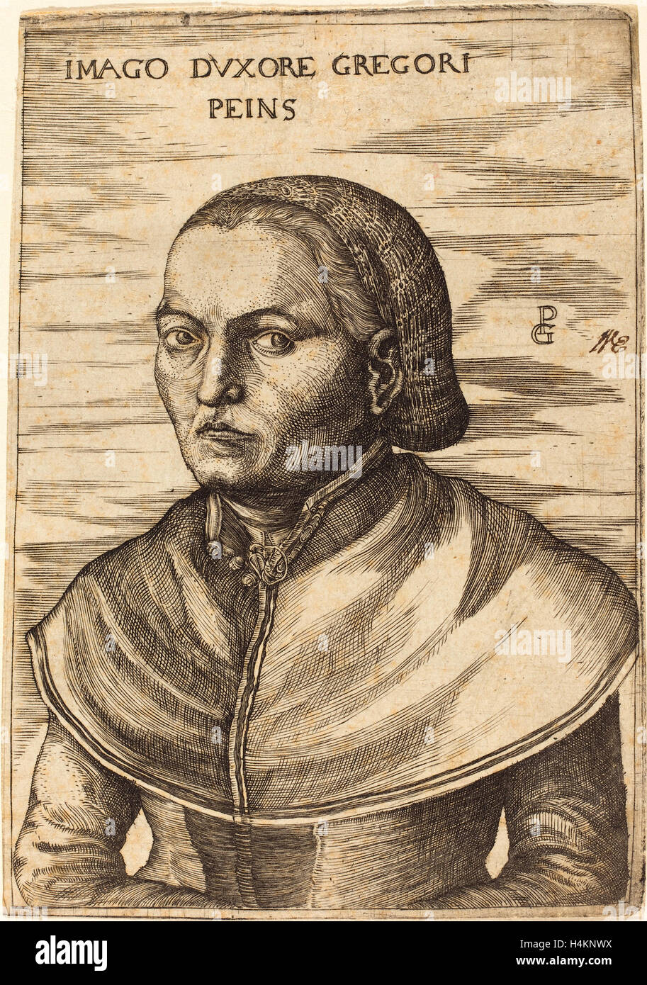 Dopo Georg Pencz (tedesco, c. 1500 - 1550), moglie di Georg Pencz, incisione Foto Stock