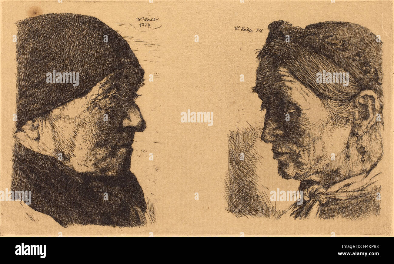 Wilhelm Leibl (tedesco, 1844 - 1900), il vecchio uomo e donna vecchia, 1874-1880, electrotype su cui la carta Foto Stock