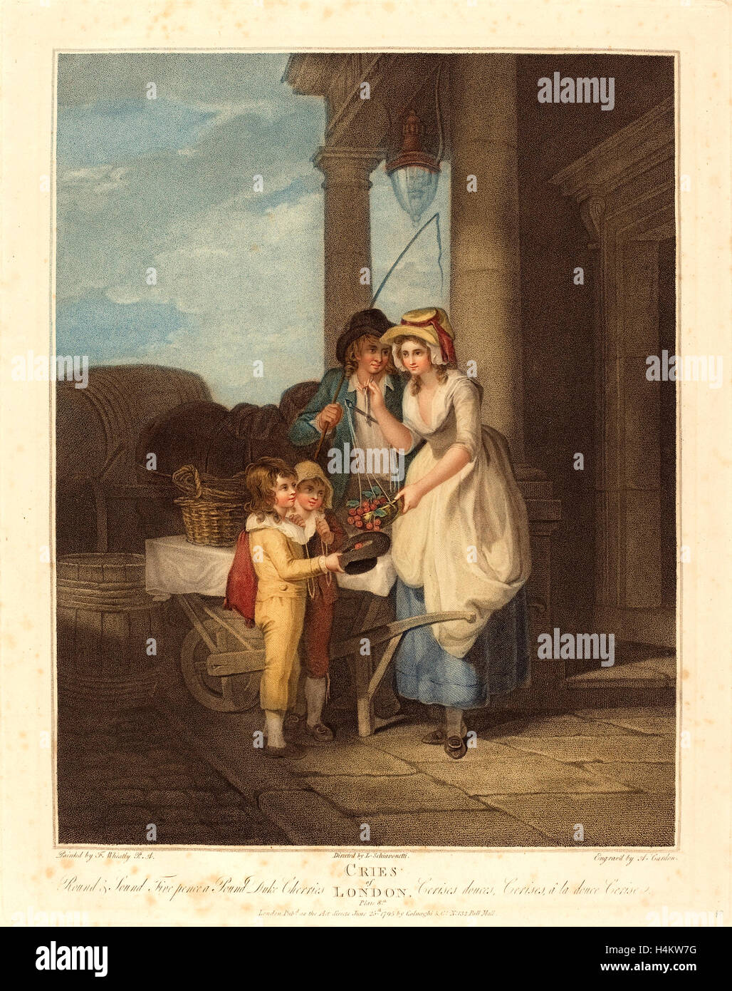 Anthony Cardon dopo Francesco Wheatley, British (1772-1813), rotonda e suono, cinque centesimi per libbra, duca di ciliegie, pubblicato 1795 Foto Stock