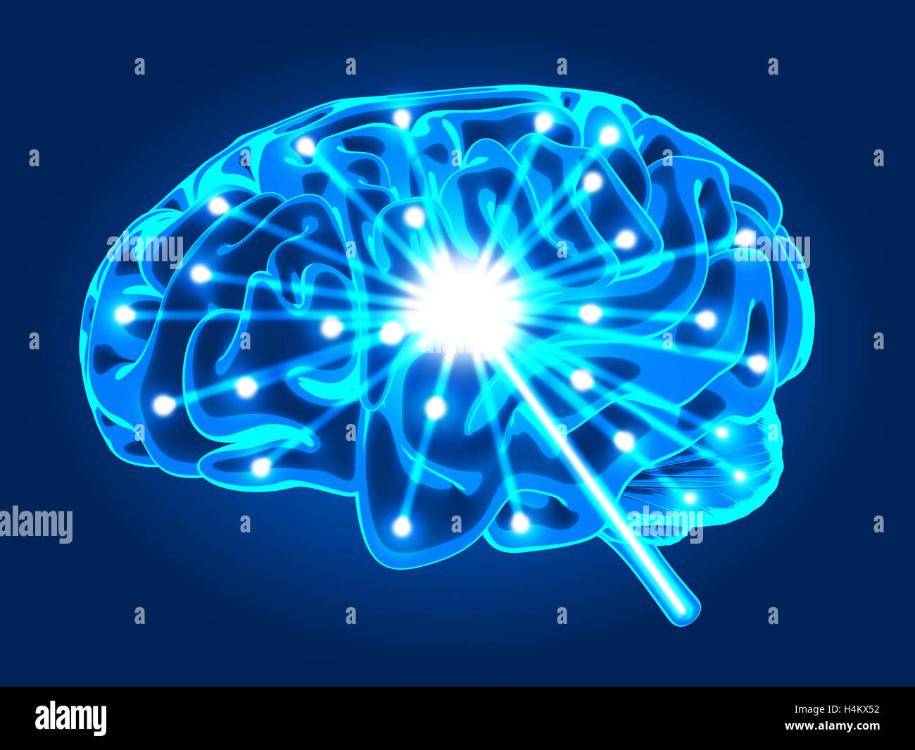 Abstract cervello umano attività xray (fatto in 3D rendering) Foto Stock