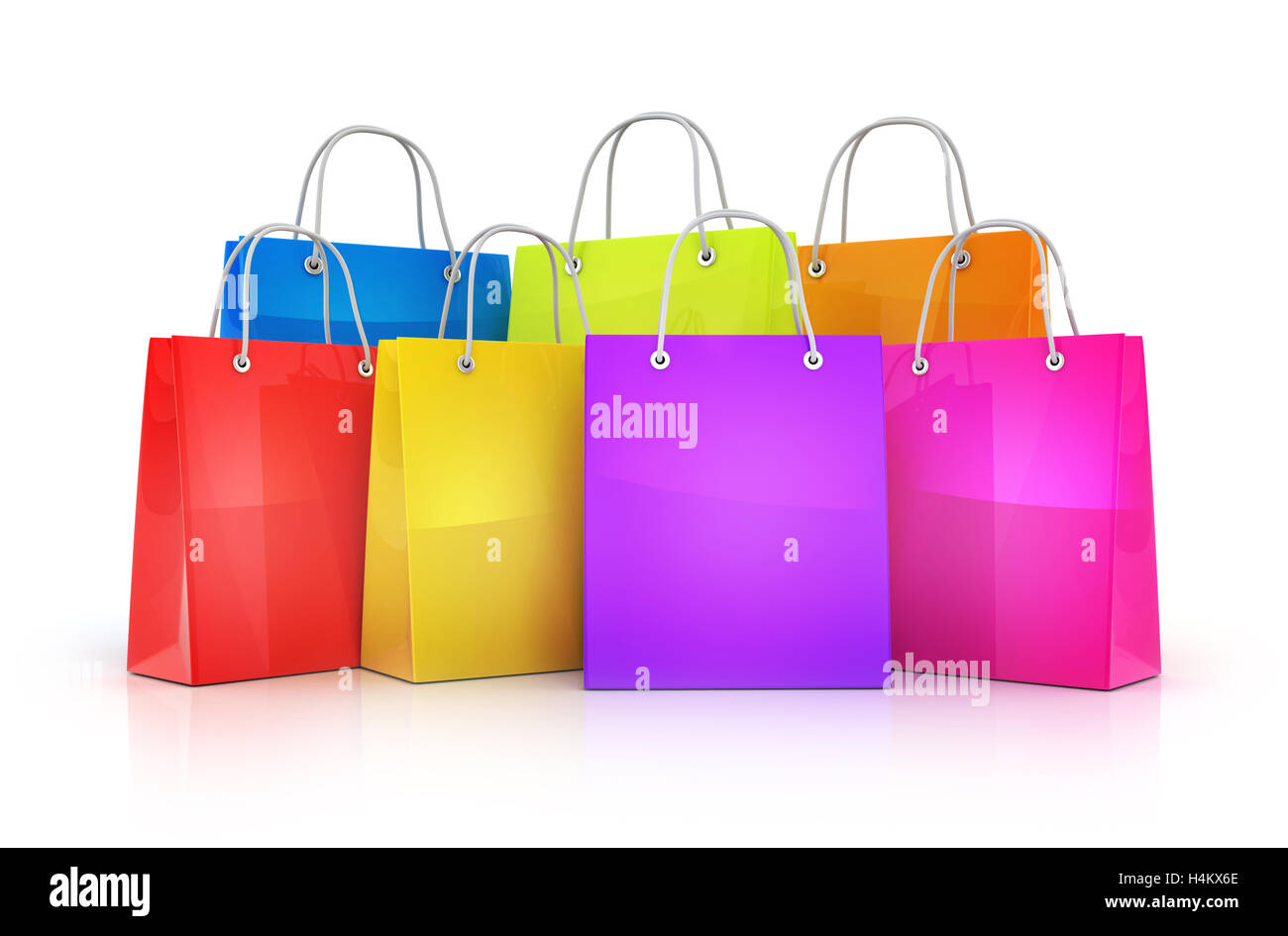 Molti shopping bag (fatto in 3D rendering) Foto Stock