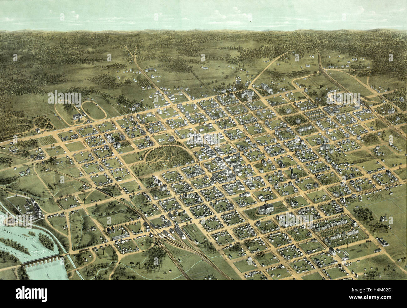 Vista panoramica della città di Columbia, nella Carolina del Sud, circa 1872, noi, Stati Uniti d'America, America Foto Stock