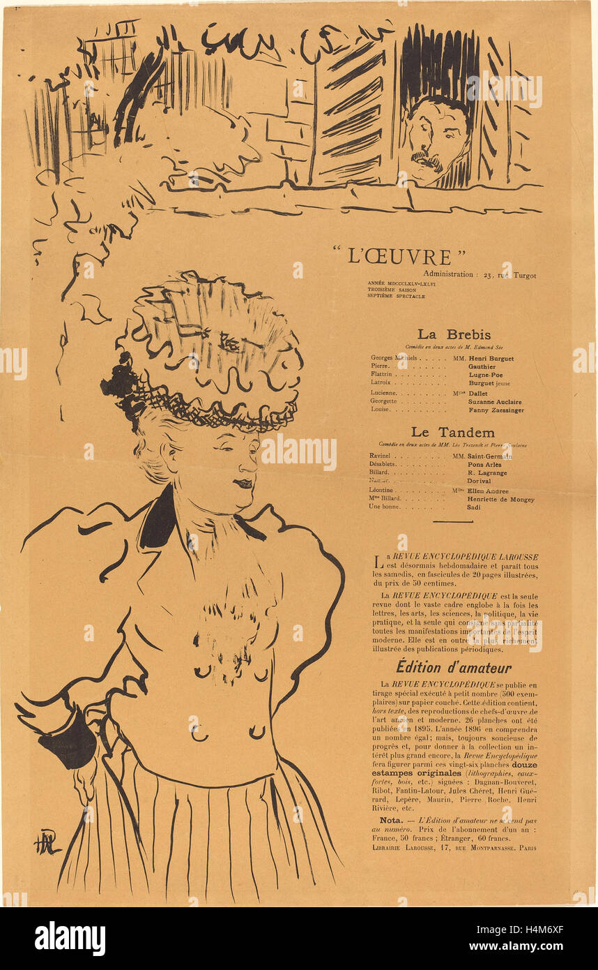 Hermann-Paul (francese, 1864 - 1940), La Brebis; Le Tandem, 1896, litografia in bianco e nero in marrone chiaro carta intessuta Foto Stock