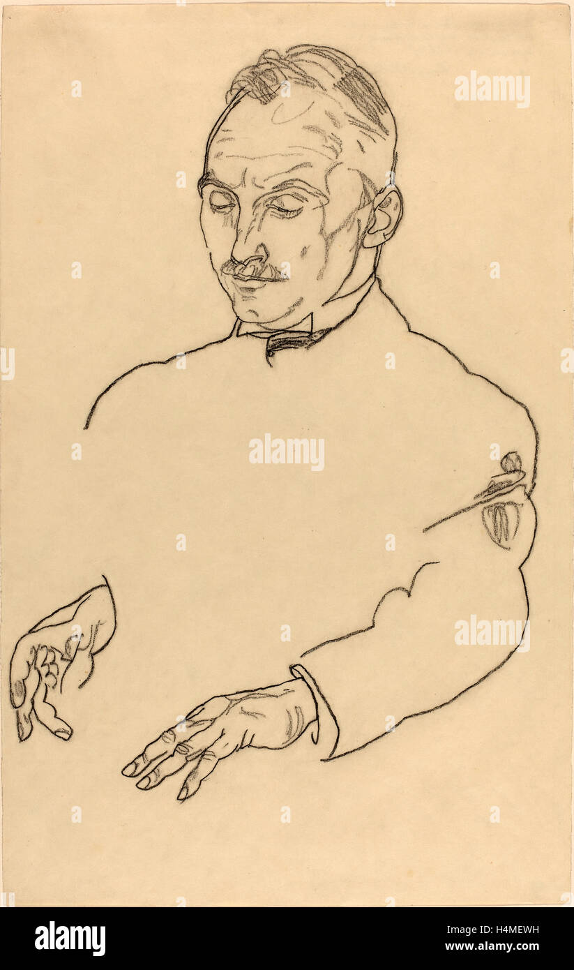 Egon Schiele, Dottor Koller, austriaca, 1890 - 1918, c. 1918, carboncino su carta Giappone Foto Stock