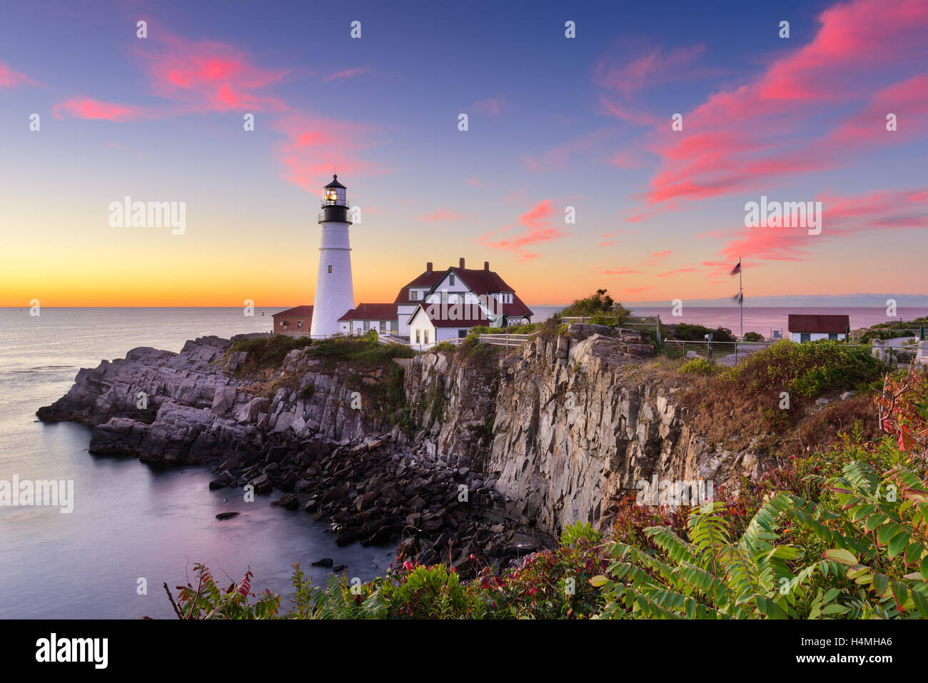 Portland Head Light in Cape Elizabeth, Maine, Stati Uniti d'America. Foto Stock