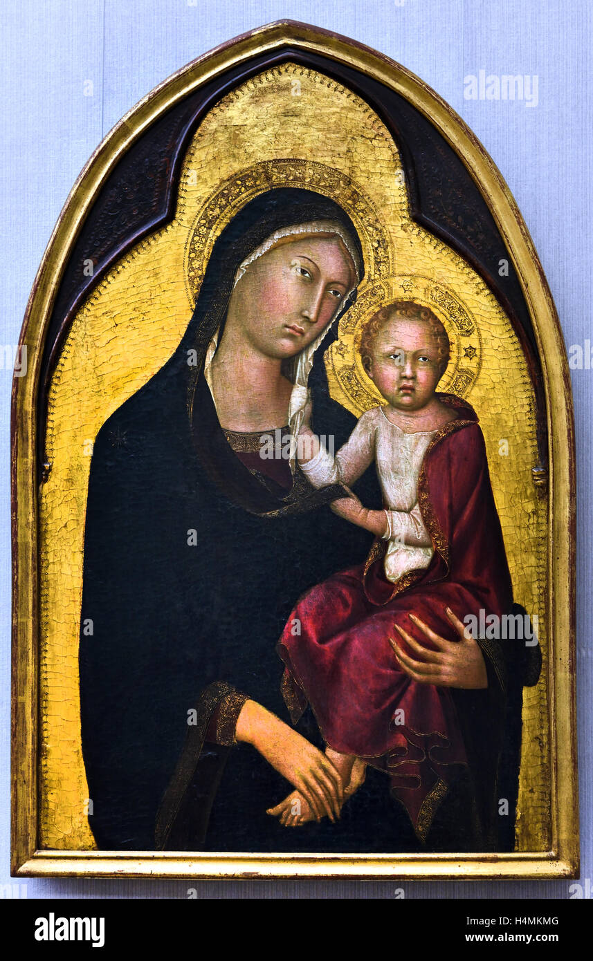 Maria con Bambino di Lippo Memmi (1290 - 1356, Siena) Italia Italiano 13-14 secolo Foto Stock