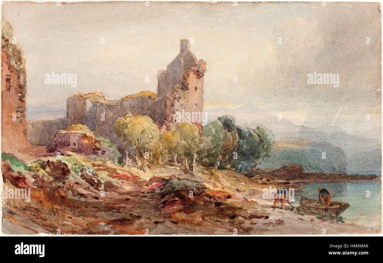 William Leighton Leitch, British (1804-1883), un castello in rovina in un lago, 1881, acquerello su Grafite su carta intessuta Foto Stock William Leighton Leitch, British (1804-1883), un castello in rovina in un lago, 1881, acquerello su Grafite su carta intessuta Foto Stock