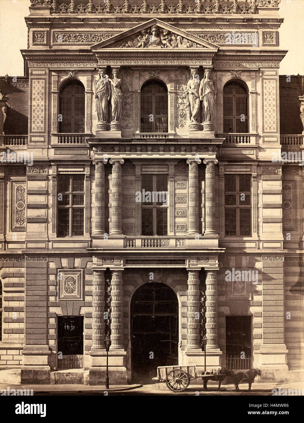 Édouard-Denis Baldus, Bibliothèque Imperiale du Louvre, francese, 1813 - 1889, 1856-1857, salate stampa della carta Foto Stock