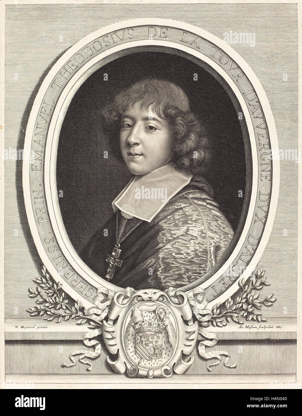 Antoine Masson dopo Nicolas Mignard (francese, 1636 - 1700), il cardinale de Bouillon, 1665, di attacco e di incisione Foto Stock