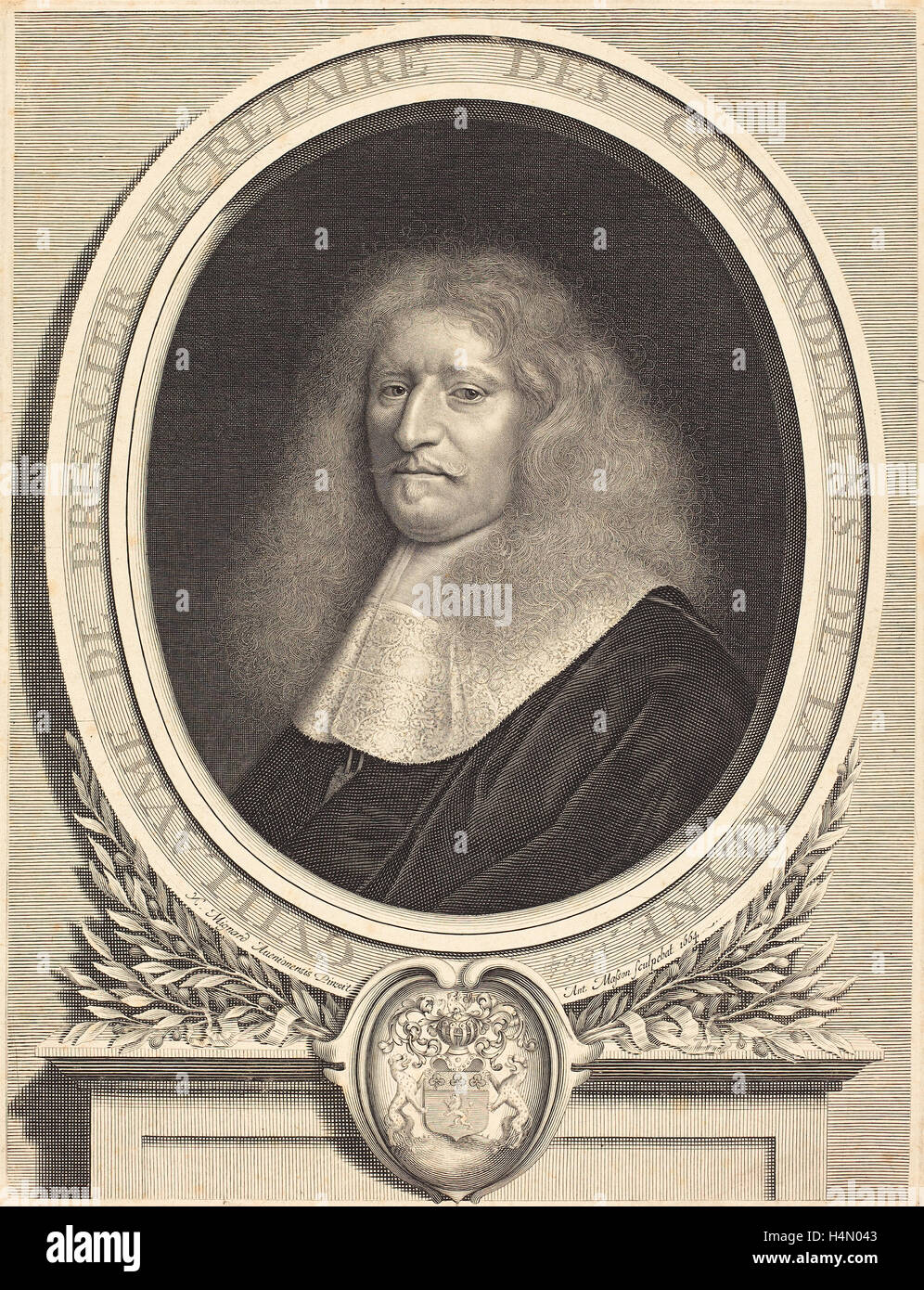 Antoine Masson dopo Nicolas Mignard (francese, 1636 - 1700), Guillaume de Brisacier, 1664, di attacco e di incisione Foto Stock