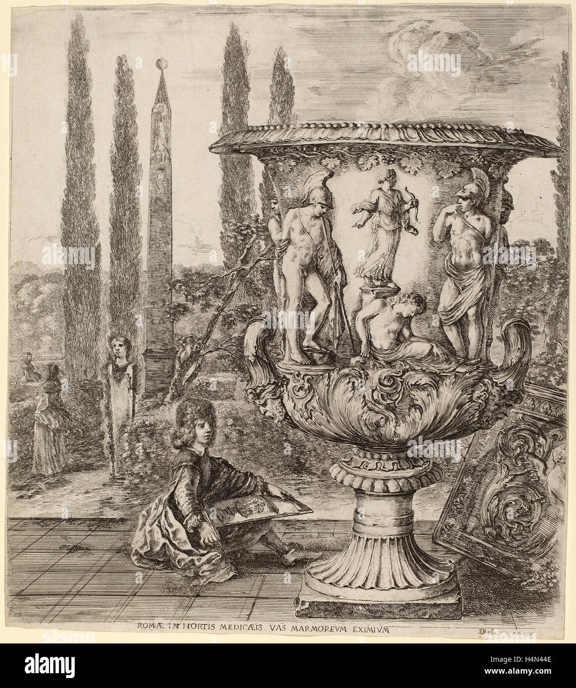 Stefano Della Bella (italiano, 1610 - 1664), il vaso di medici, 1656, attacco Foto Stock