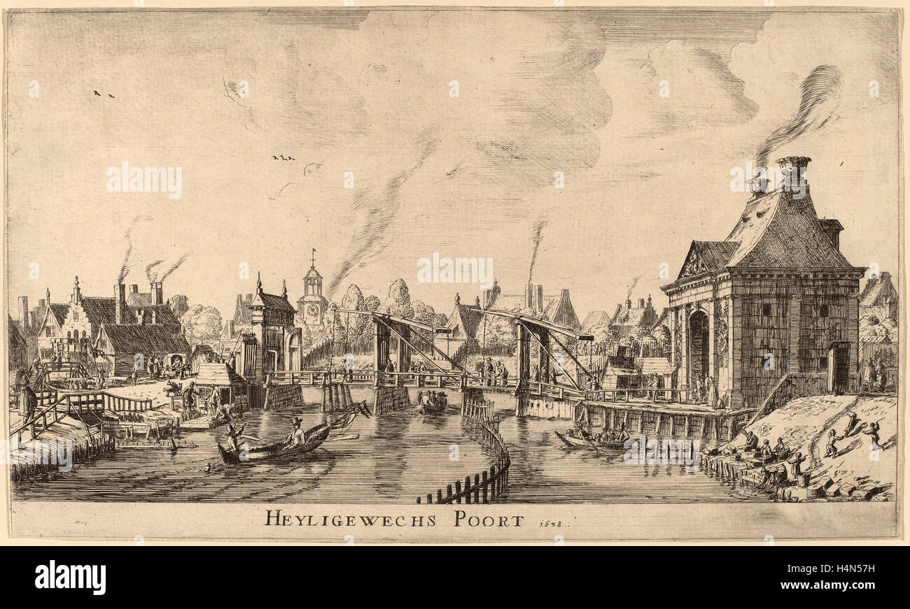 Reinier Zeeman (Olandese, 1624 - 1664), Heyligeweg Gate (Heyligewechs Poort), 1638, attacco Foto Stock