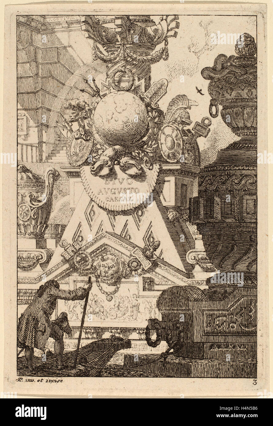Carl Schütz (austriaco, 1745 - 1800), la fantasia di un antico trofeo di Augusto, 1770-1780, di attacco su cui la carta Foto Stock