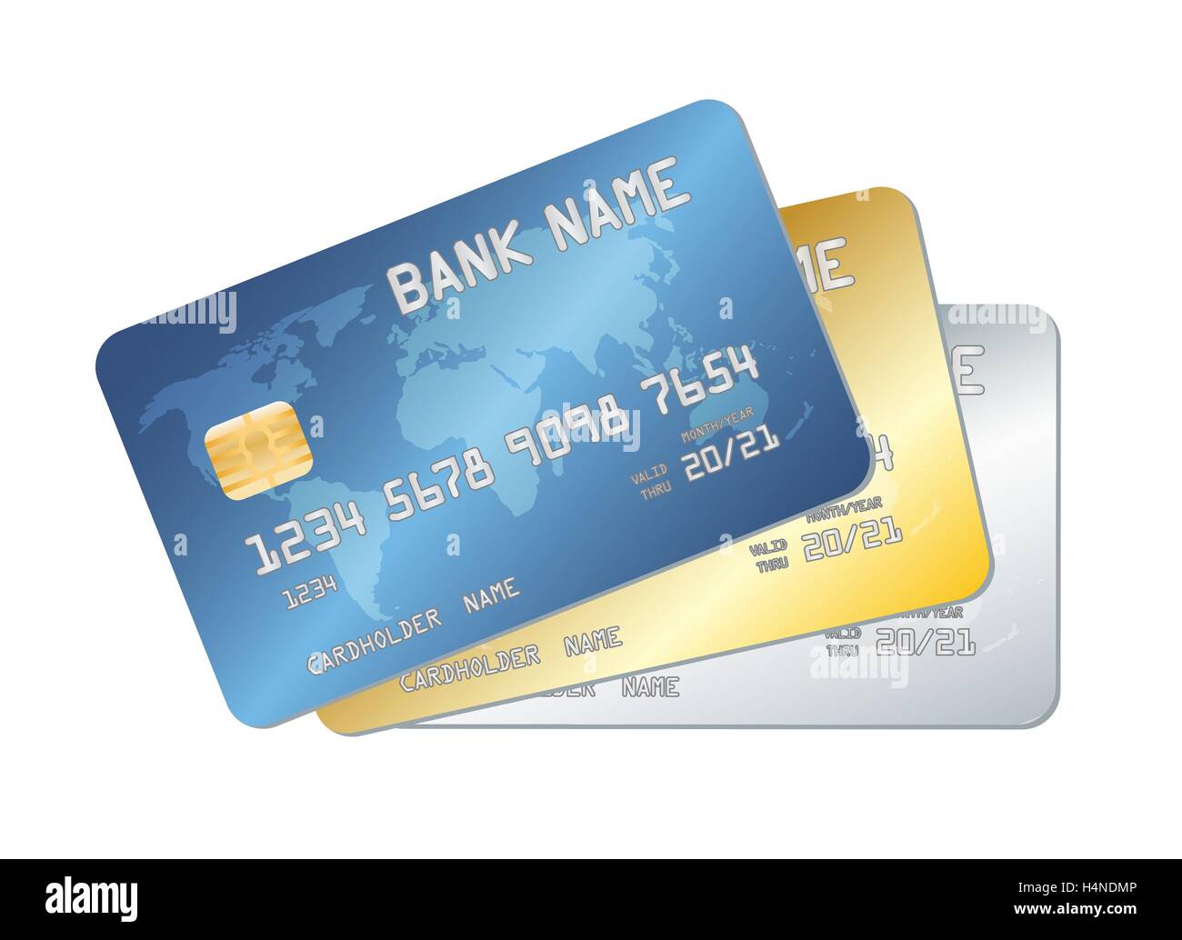 Oro blu argento carta di credito vettore Illustrazione Vettoriale