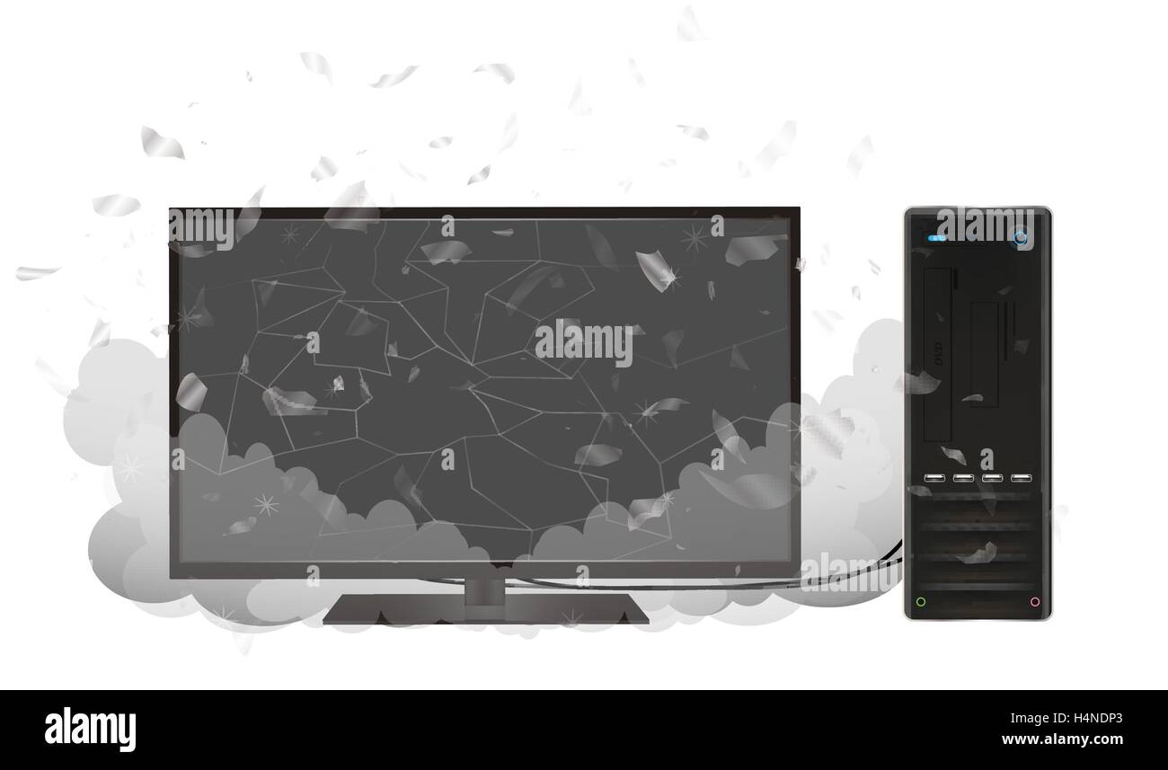 Rotture di desktop personal computer Illustrazione Vettoriale