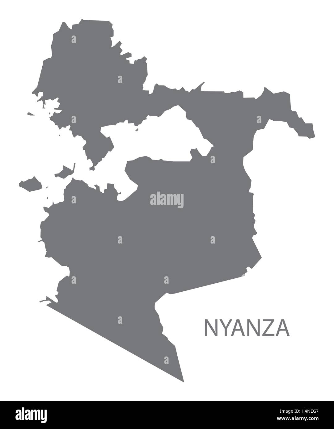 Nyanza Kenya Mappa grigio Illustrazione Vettoriale