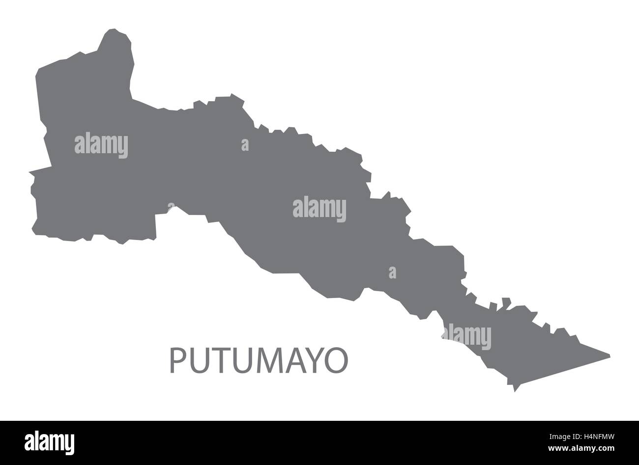 Putumayo mappa Colombia in grigio Illustrazione Vettoriale