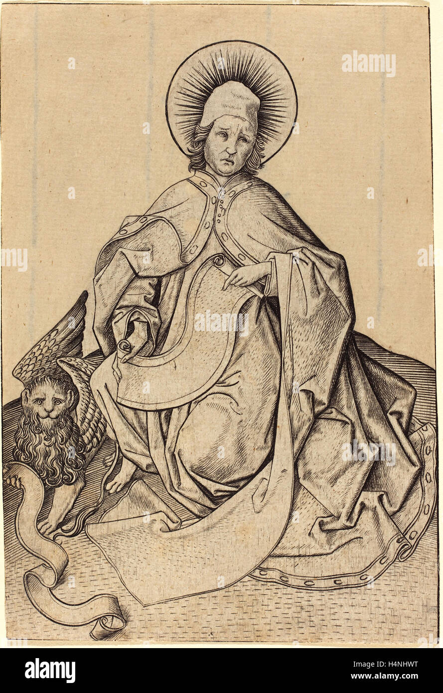 Master E.S. (Tedesco, attivo c. 1450 - attivo 1467), San Marco, c. 1460-1465, incisione Foto Stock