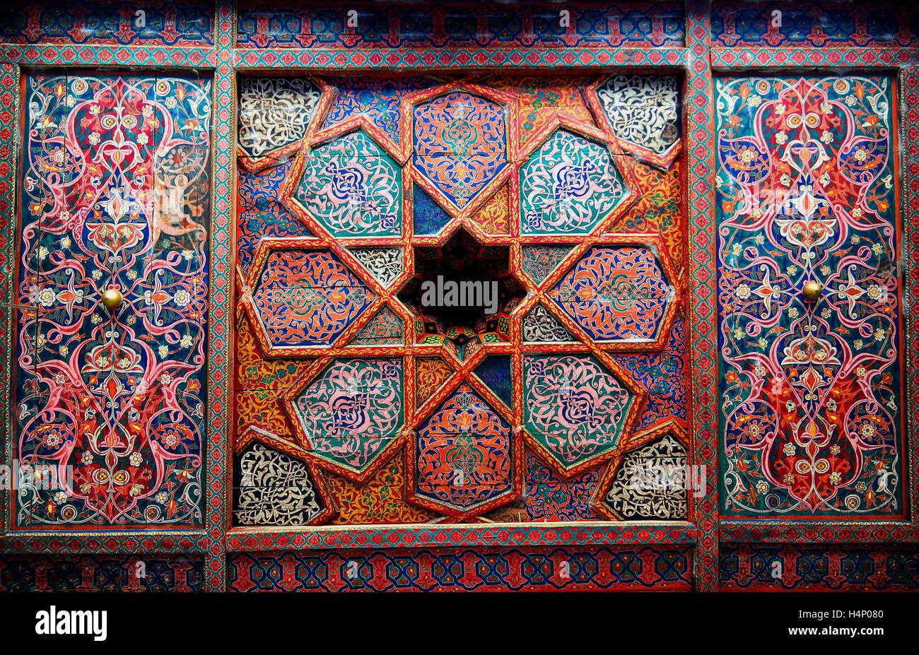 Dettaglio del soffitto del Palazzo Tash-Khovli, Khiva, Uzbekistan Foto Stock