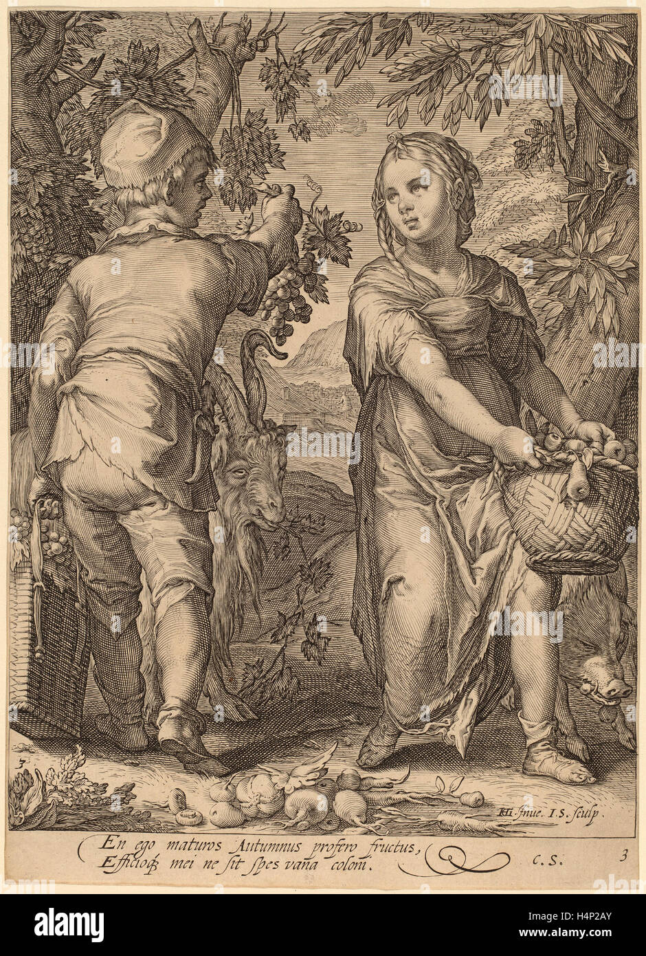 Jan Pietersz Saenredam dopo Hendrik Goltzius (Olandese, 1565 - 1607), autunno 1601, incisione Foto Stock