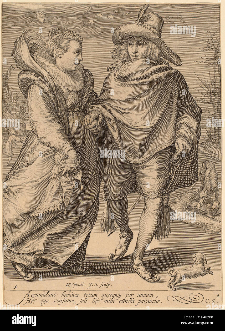 Jan Pietersz Saenredam dopo Hendrik Goltzius (Olandese, 1565 - 1607), inverno, 1601, incisione Foto Stock