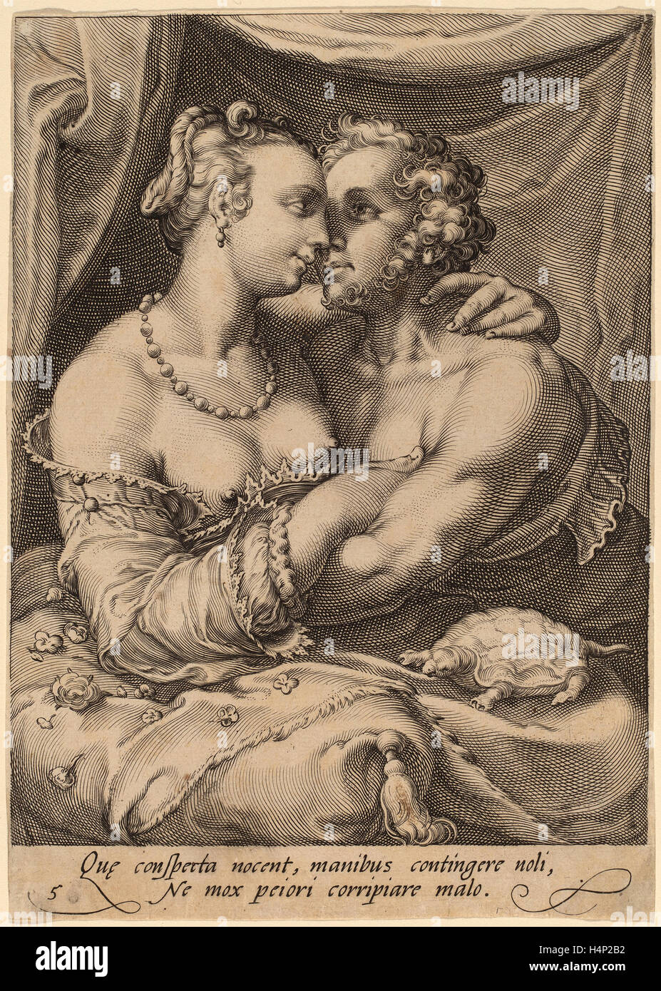 Jan Pietersz Saenredam dopo Hendrik Goltzius (Olandese, 1565 - 1607), toccare, incisione Foto Stock