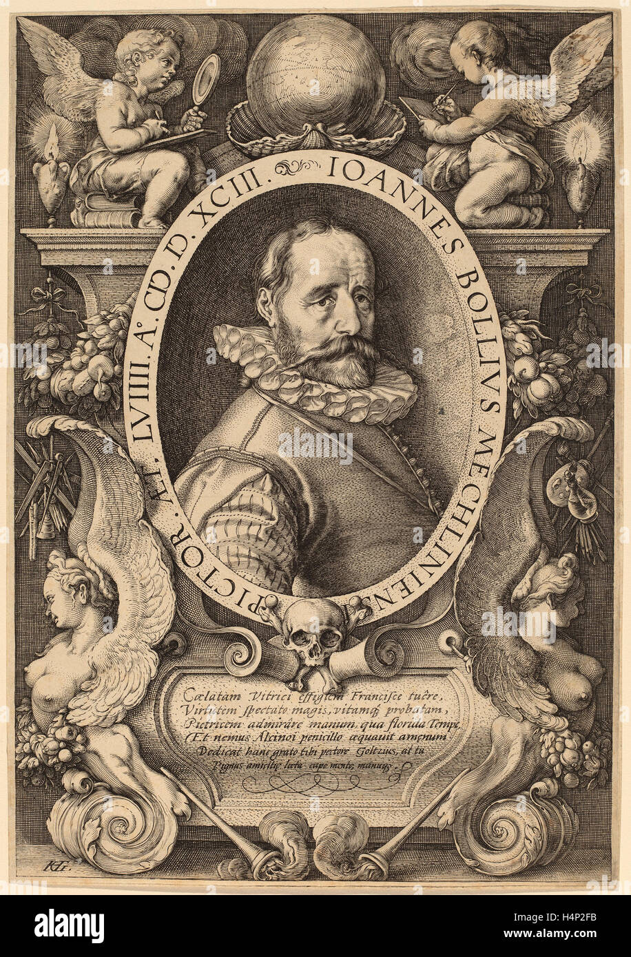 Hendrik Goltzius (Olandese, 1558 - 1617), Hans Bol, 1593, incisione Foto Stock