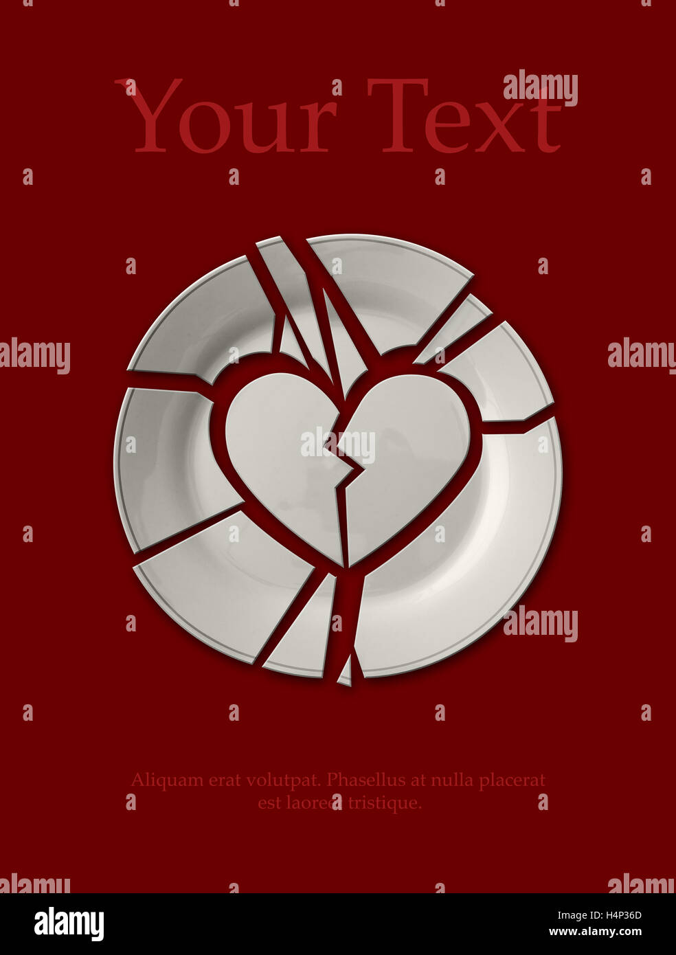 Isolato Rottura Piastra A Forma Di Cuore Sul Colore Di Sfondo A Tinta Unita Foto Stock Alamy