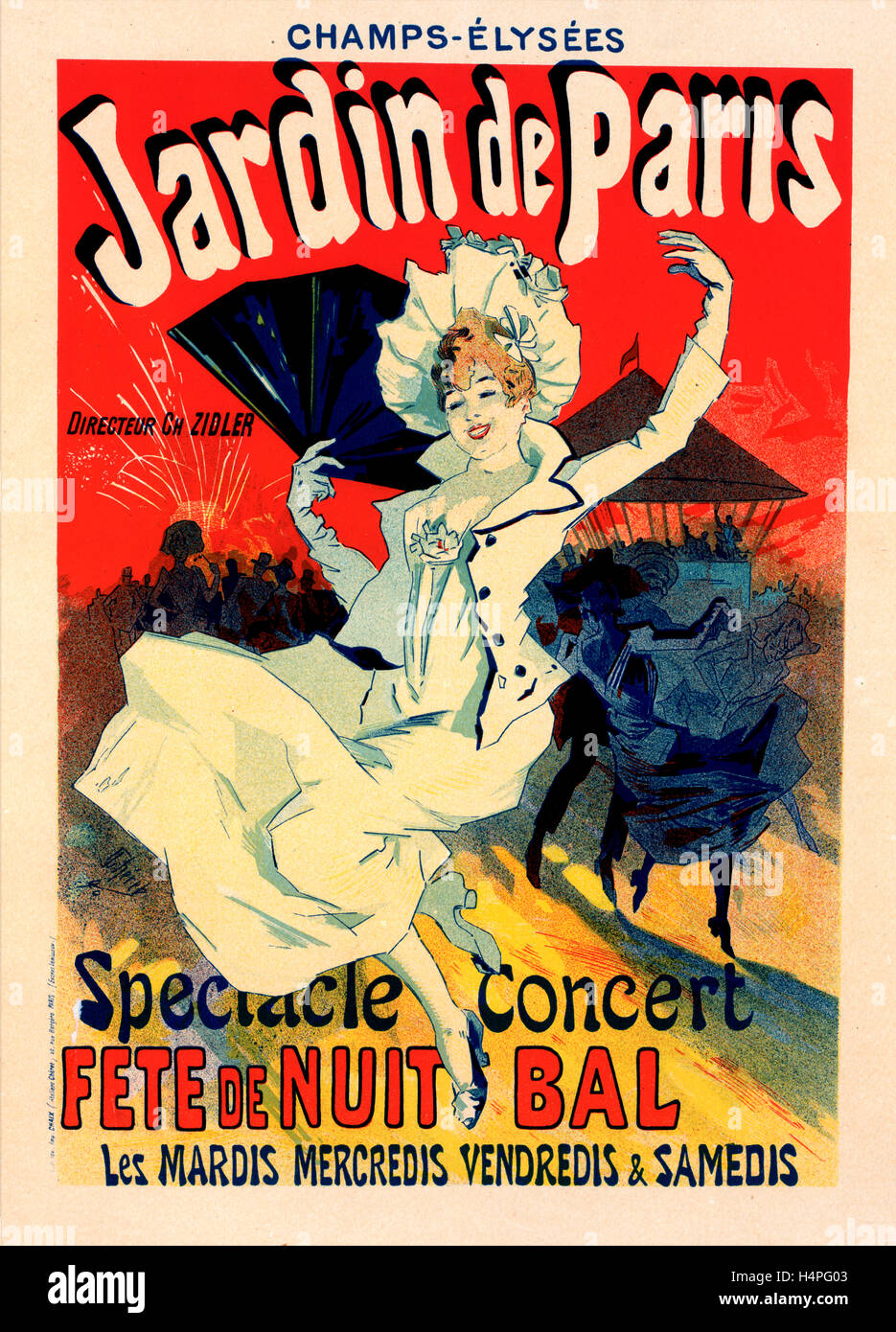 Poster per Jardin de Paris. Chéret, Jules (1836-1932), pittore francese e litografo che divenne un maestro della Belle Epoque Foto Stock