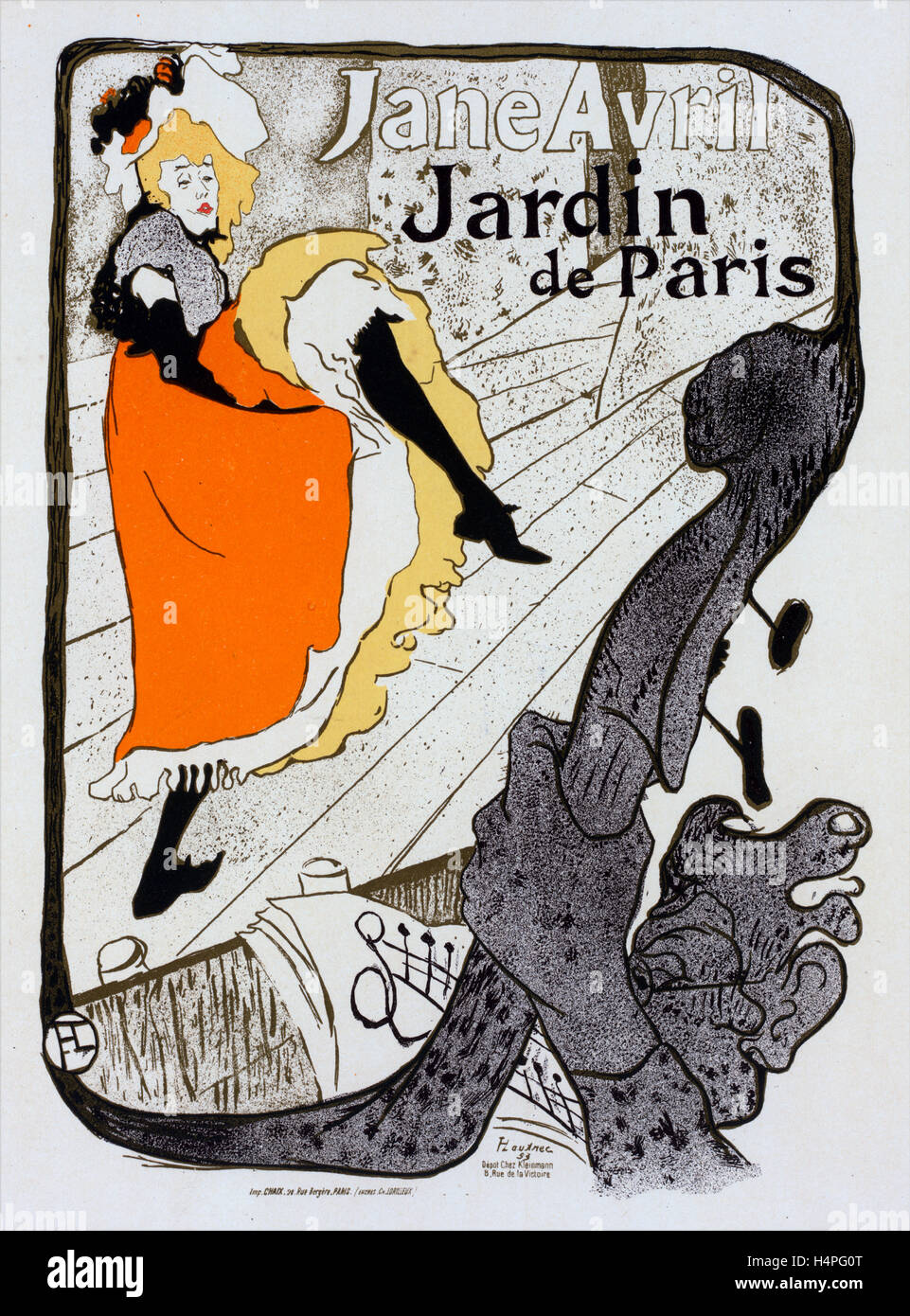 Poster per le Jardin de Paris Jane Avril. Toulouse-Lautrec Henri de (1864-1901), pittore francese, printmaker, disegnatore Foto Stock