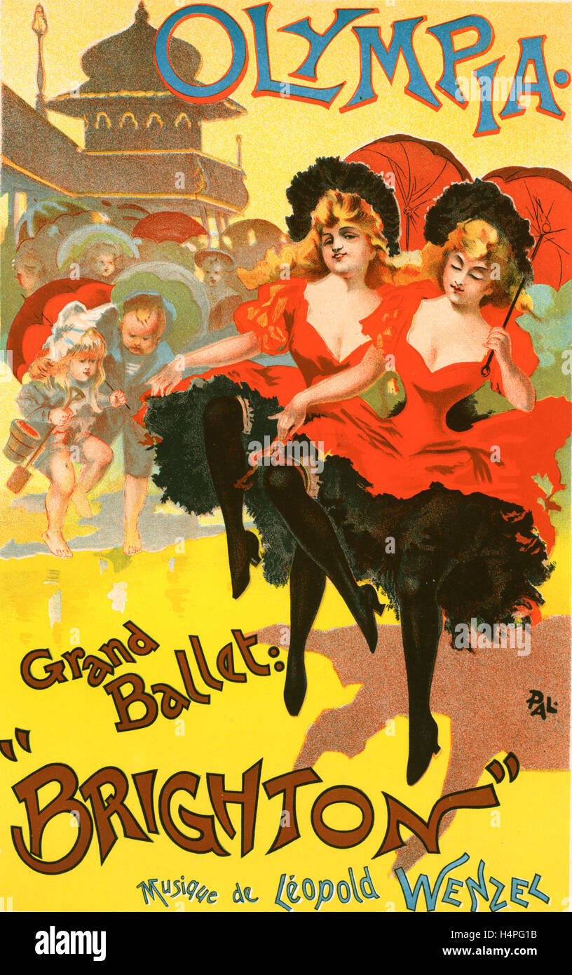 Poster per le Théâtre Olympia, Grand ballet Brighton. Jean de Paleologu o Paleologue, 1855 - 1942, un rumeno poster artist Foto Stock
