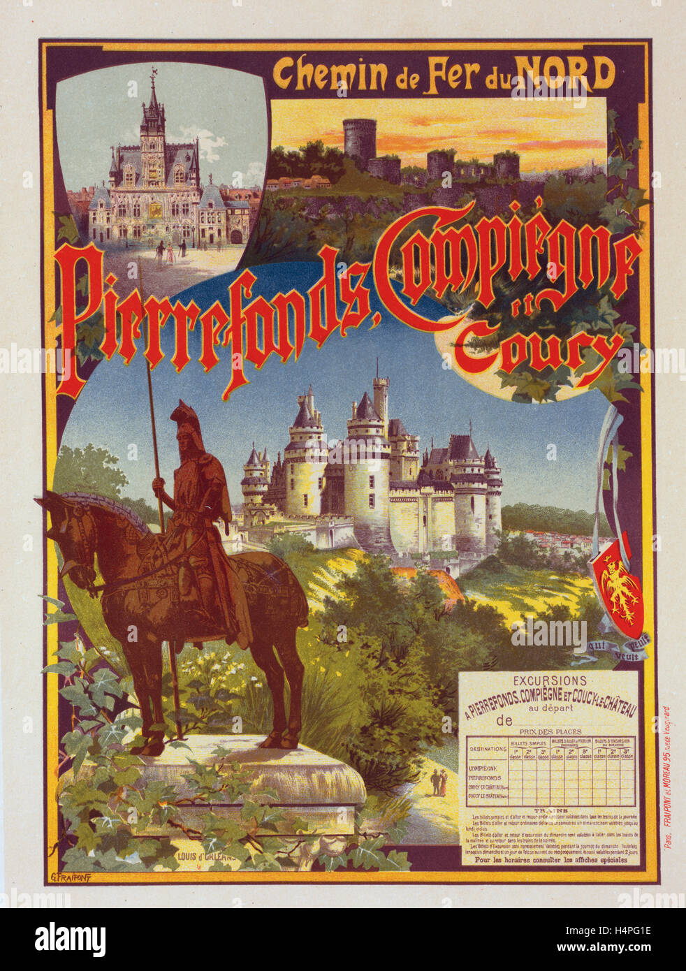 Poster per la Cie du Nord : Pierrefonds. Ferrovia settentrionale della Francia, Gustave Fraipont 1849-1923, artista francese Foto Stock