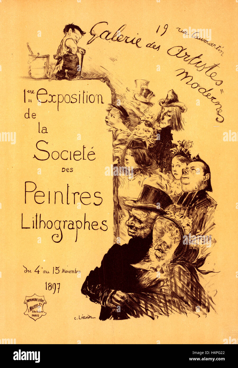 Poster per la Galerie des Artistes modernes. La società dei pittori di litografia Exhibition 1897, Charles Lucien Léandre 1862-1934 Foto Stock