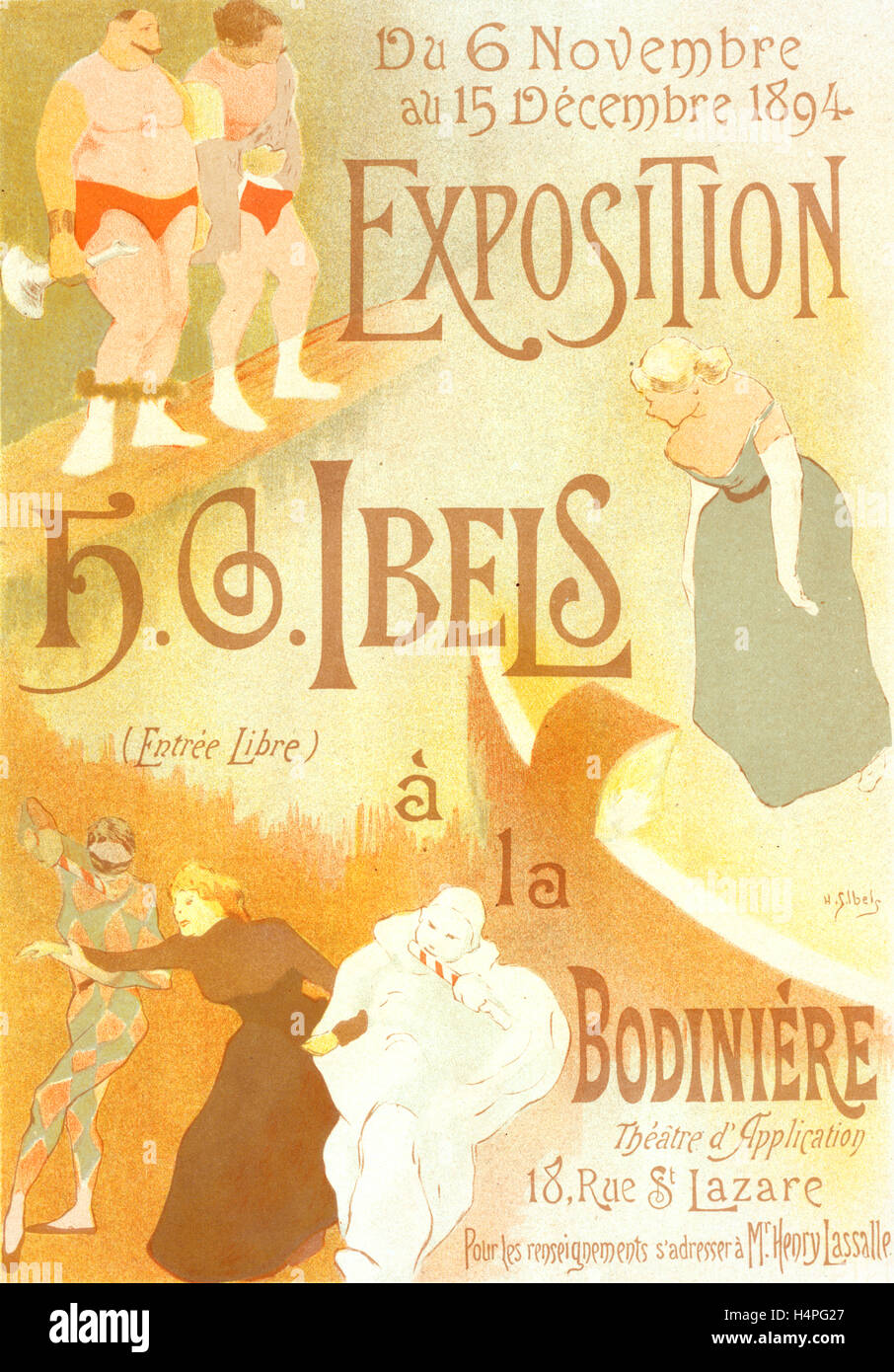 Poster per l' Exposition de H. G. Ibels, à la Bodinière. Ibels, Henry Gabriel, 1867-1936, illustratore francese, printmaker Foto Stock