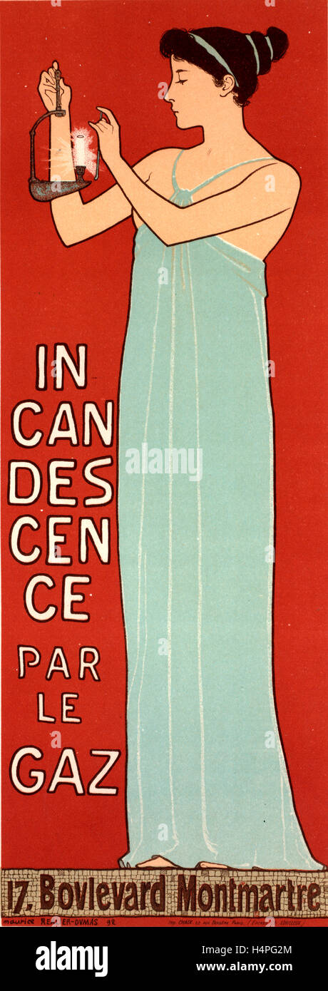 Poster per la Société française d' incandescenza par le Gaz ,Système Auer. La società francese di gas incandescenti Foto Stock