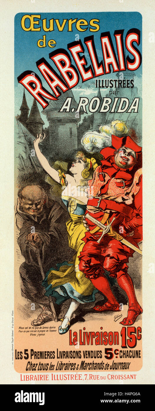 Poster per oeuvres de Rabelais. François Rabelais fu un grande Rinascimento francese scrittore, medico, umanista rinascimentale Foto Stock