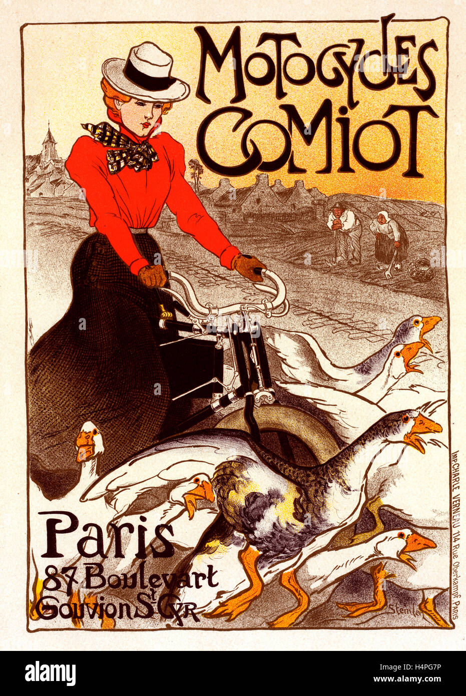Poster per Motocycles Comiot. Théophile Alexandre Steinlen, spesso indicato semplicemente come Steinlen 1859 - 1923 Foto Stock