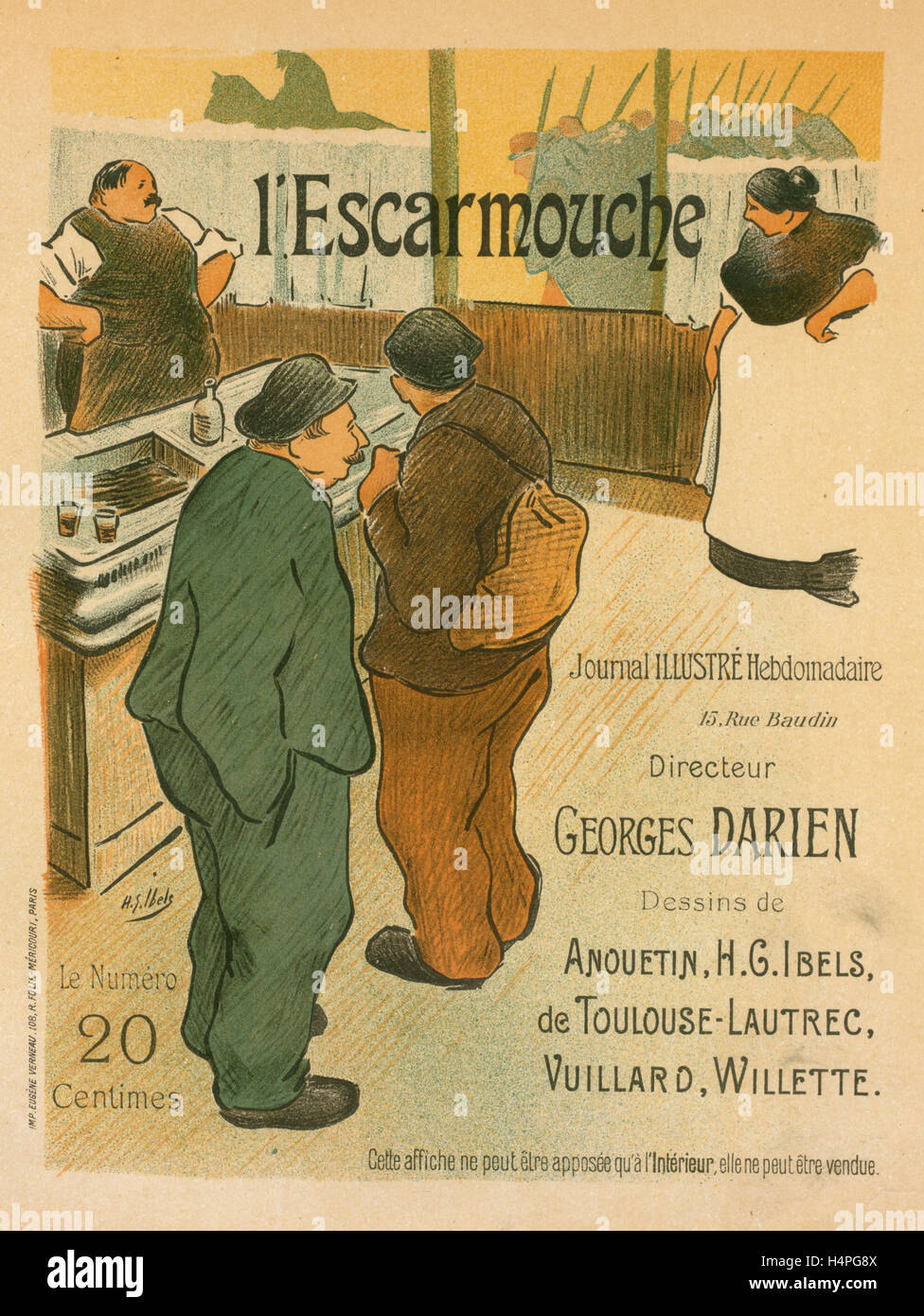 Poster per le journal illustré l'Escarmouche. Ibels, Henry Gabriel 1867-1936, illustratore francese, printmaker, pittore Foto Stock