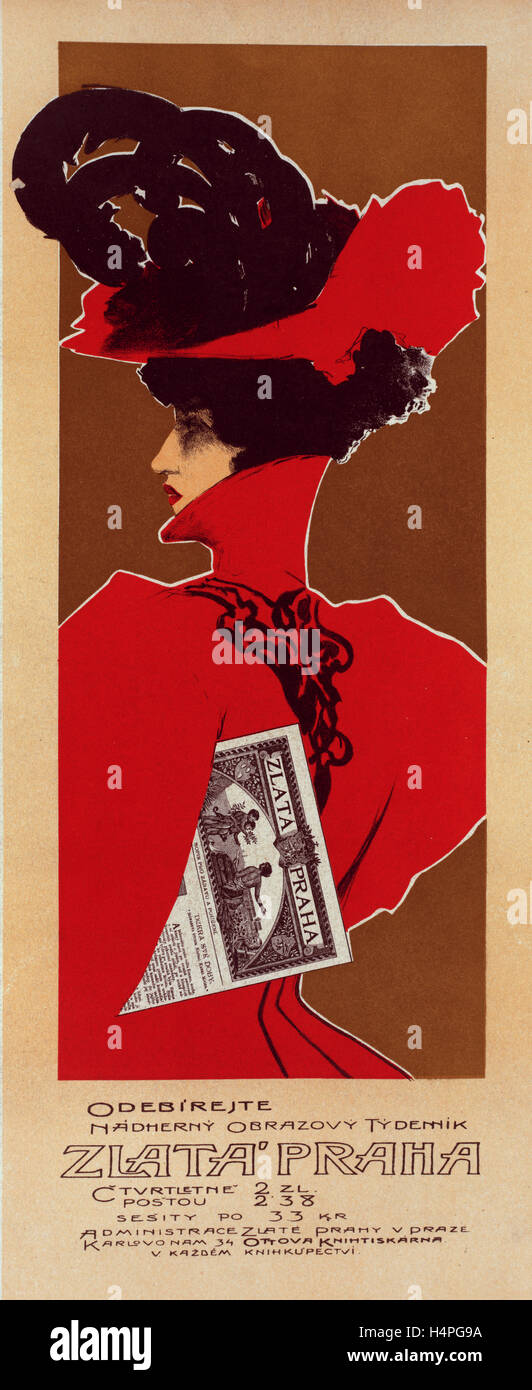 Poster per la rivista Zlata Praha. Marx, Roger, 1859-1913 Foto Stock