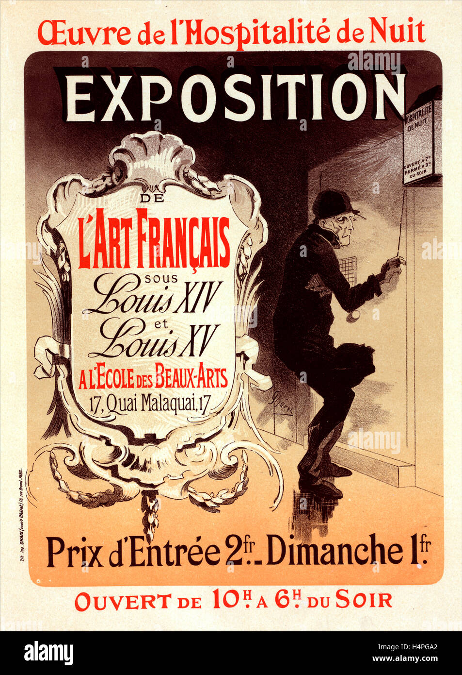 Poster per 'l'oeuvre de l'Hospitalité de Nuit'. Mostra di arte francese sotto il regno di Luigi XIV e XV' Foto Stock