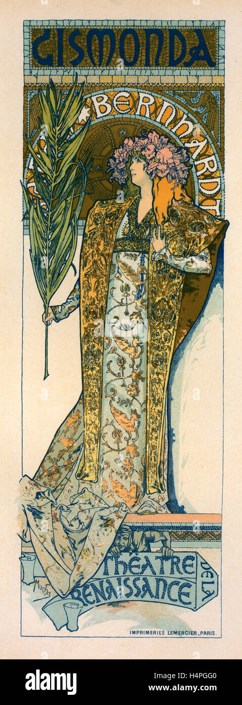 Poster per il Théâtre de la Renaissance, Gismonda. Mucha, Alphonse Marie (1860-1939), artista Foto Stock