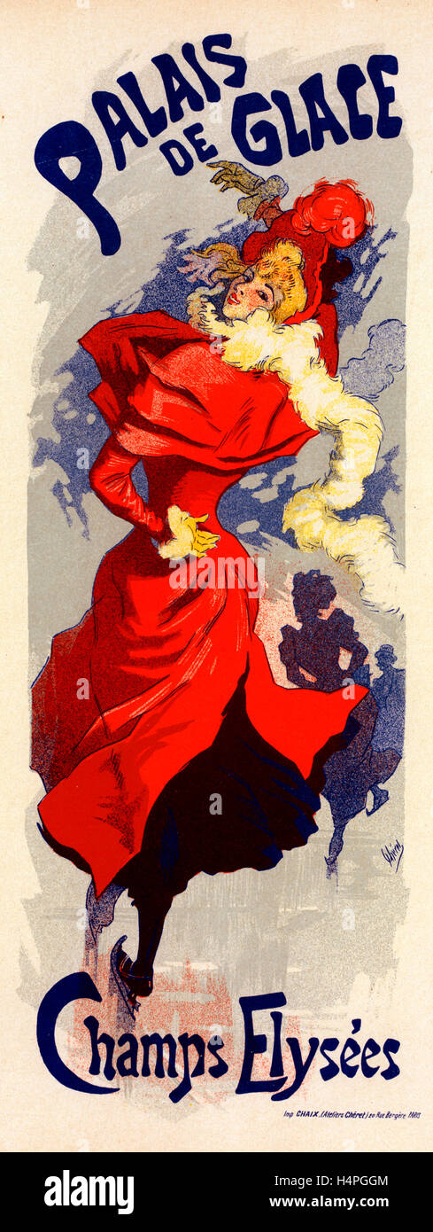 Poster per il Palais de Glace. Chéret, Jules, 1836-1932, pittore francese e litografo Foto Stock