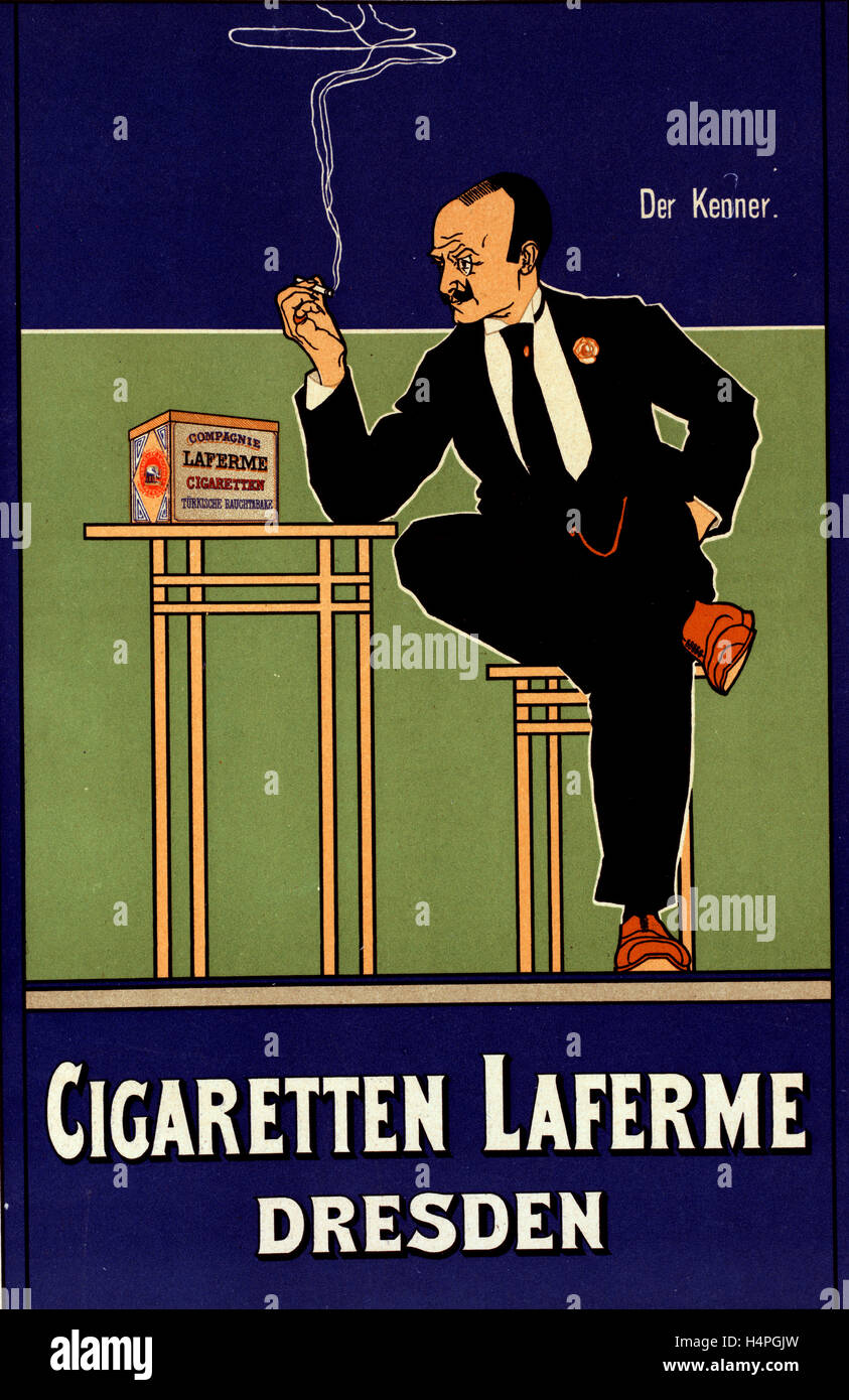 Poster tedesco per le sigarette Laferme Dresden Germania. Fritz Rehm 1871 - 1928, un pittore tedesco, illustrator, poster designer Foto Stock