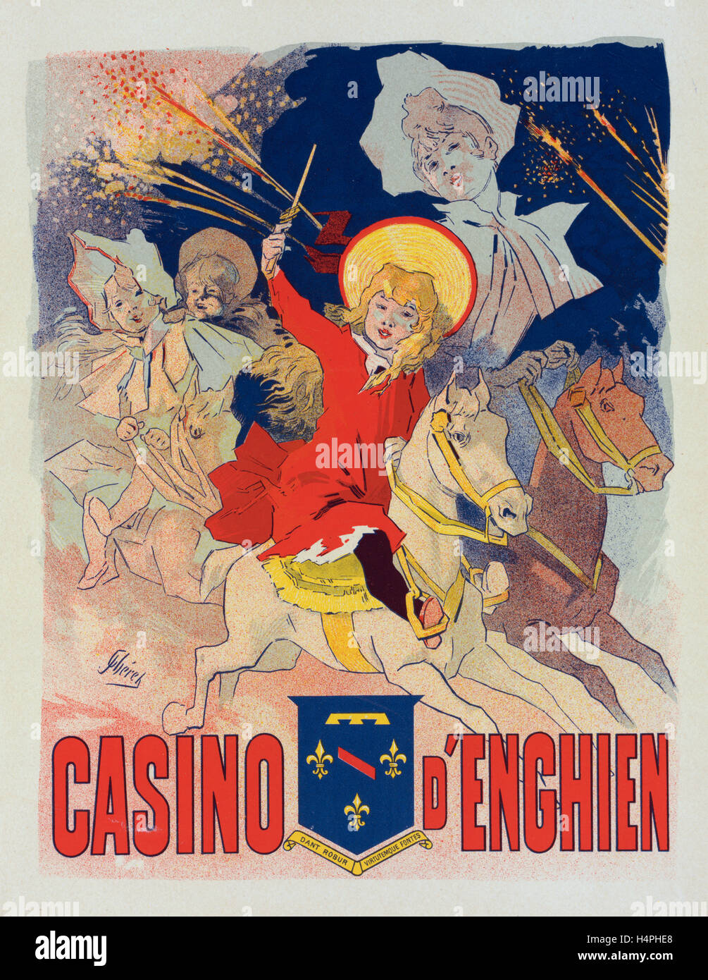 Poster per le Casino d Enghien. Chéret, Jules (1836-1932), pittore francese e litografo Foto Stock