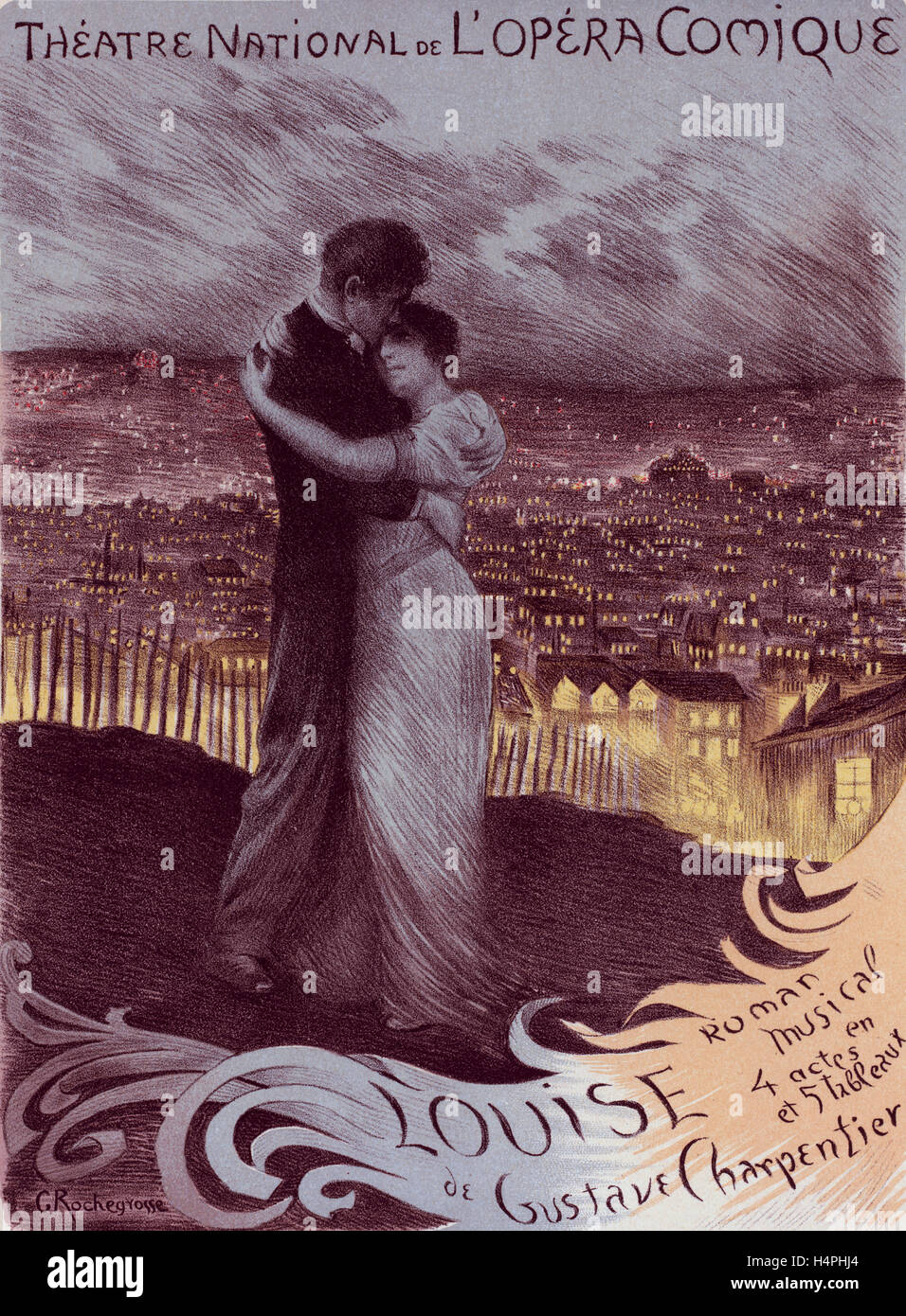 Poster per l'Opéra-Comique Louise. Rochegrosse, Georges (1859-1938), artista Foto Stock
