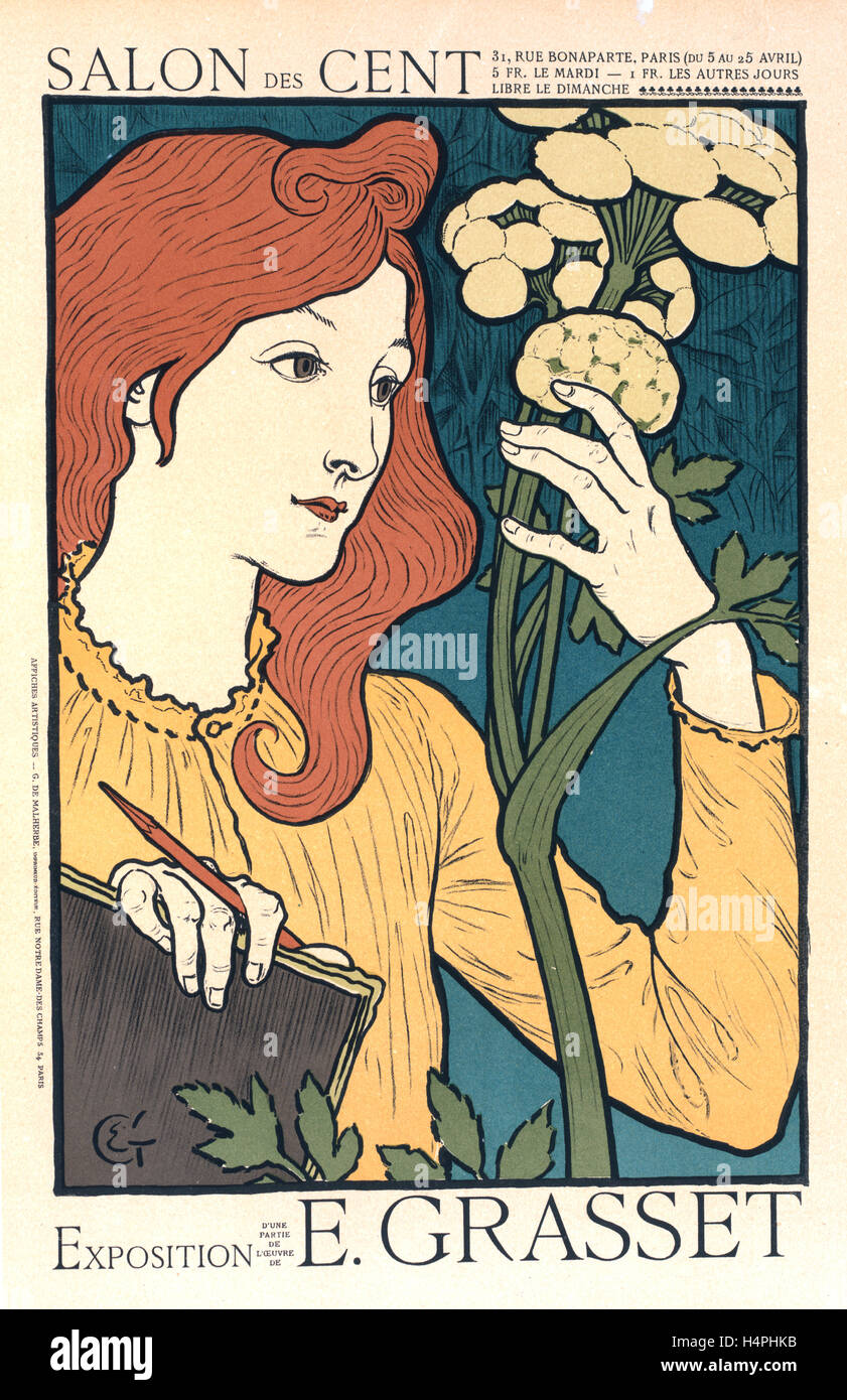 Poster per l' esposizione E. Grasset au Salon des Cent. Grasset, Eugène, 1841-1917, artista Foto Stock