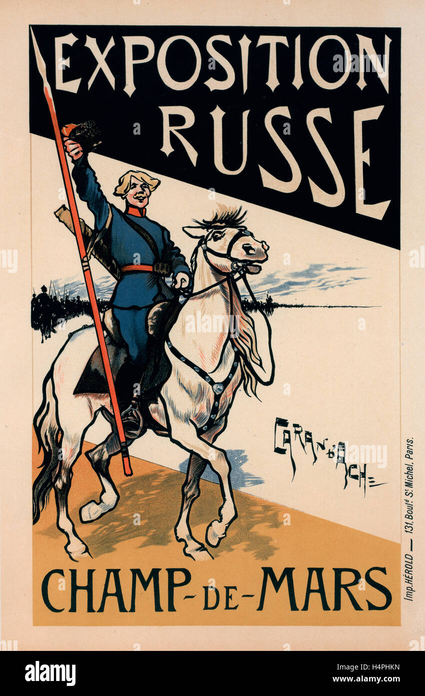 Poster per l' esposizione Russe. Russian Exhibition di Parigi, gli Champs de Mars, Caran d'Ache (1859-1909), artista Foto Stock