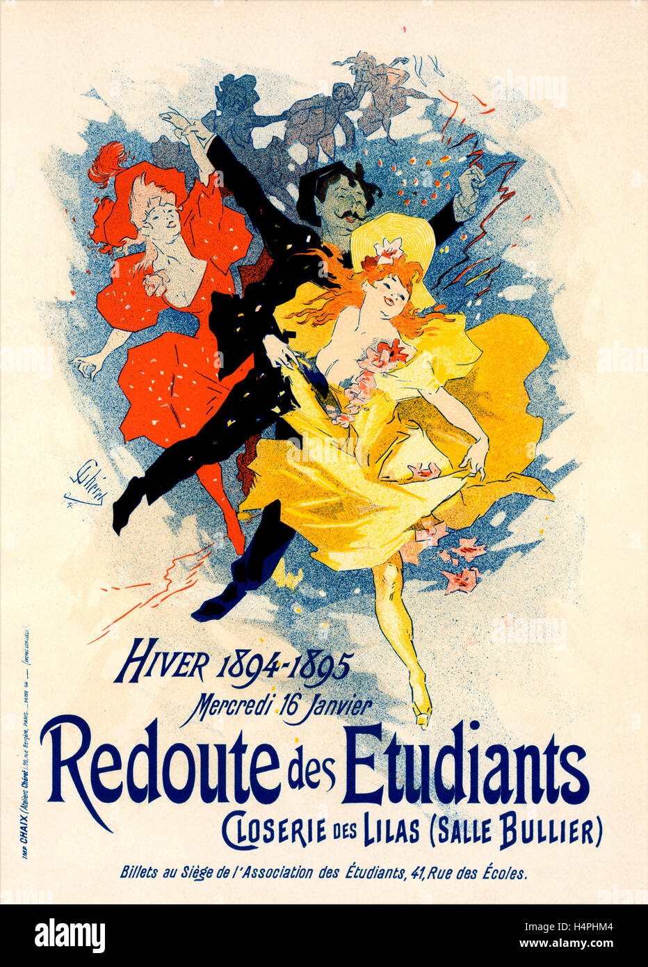 Poster per la Redoute des étudiants. Closerie des Lilas (Salle Bullier). Chéret, Jules (1836-1932) Foto Stock
