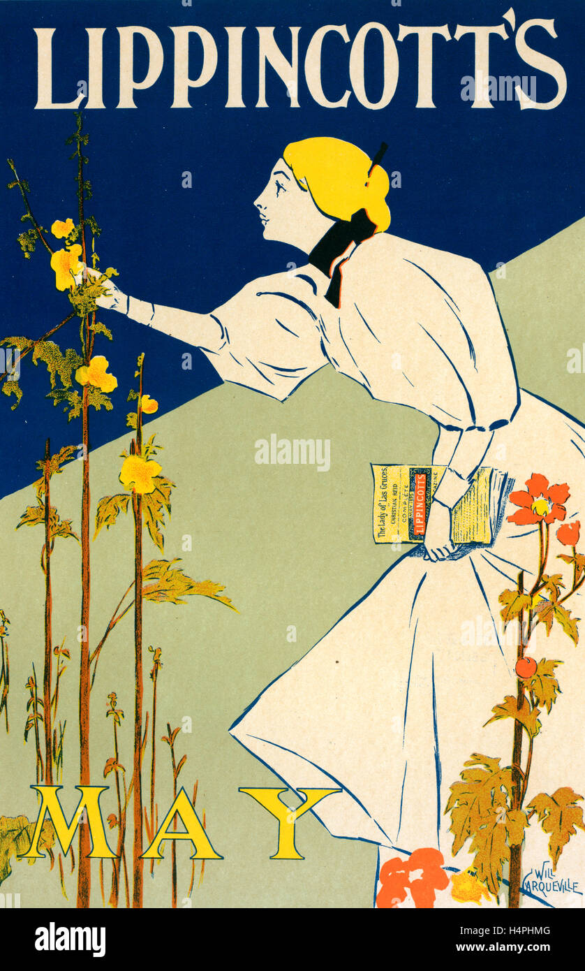 Manifesto americano per la revue Lippincott's Magazine, Philadelphia, Mai 1895. Carqueville William L., 1871-1946, artista Foto Stock